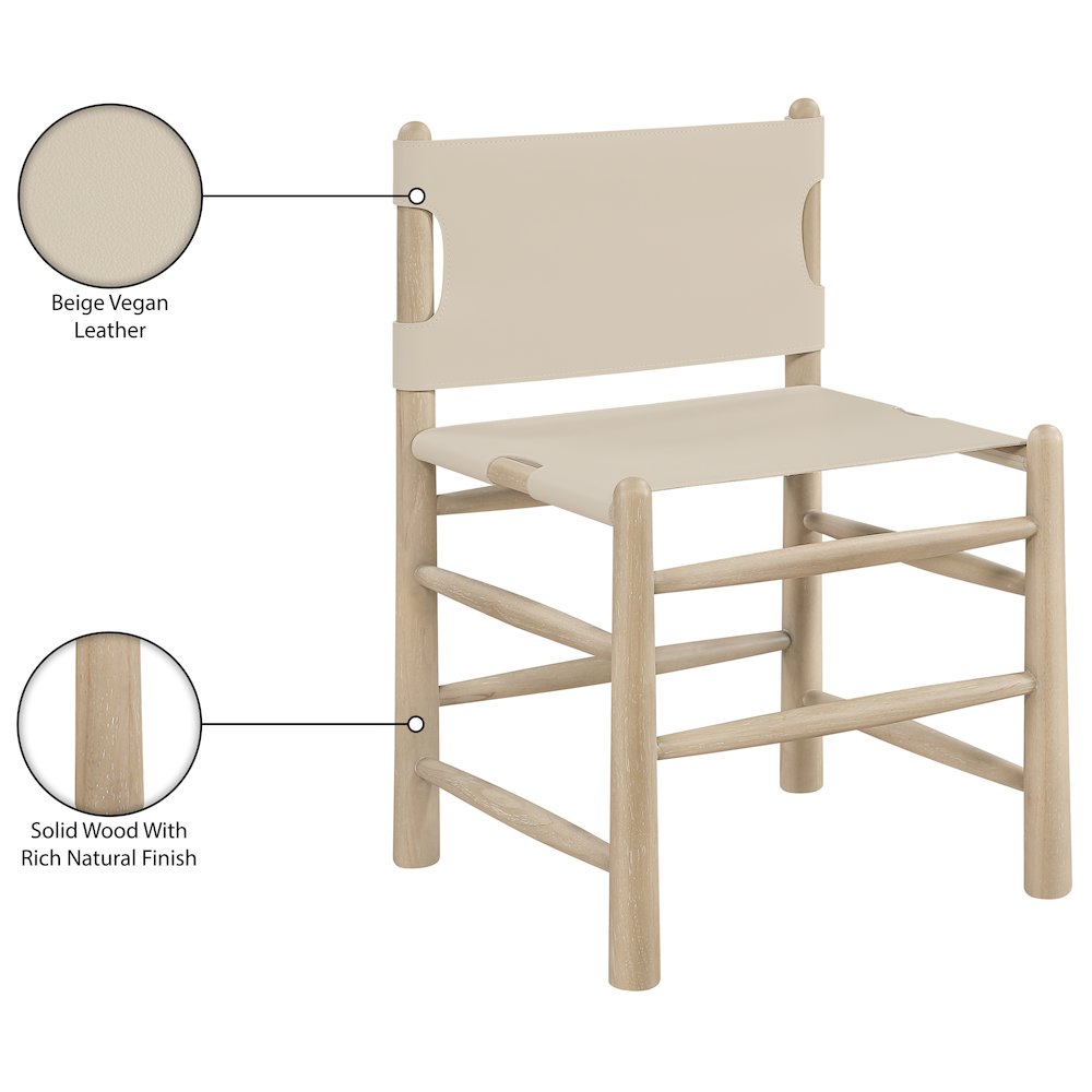 Santos Beige Vegan Leather Upholstered Dining Chair, Set of 2. Picture 12