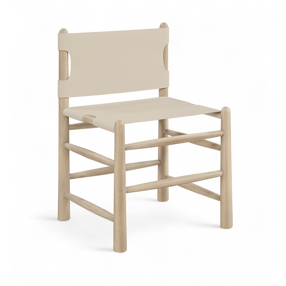 Santos Beige Vegan Leather Upholstered Dining Chair, Set of 2. Picture 3