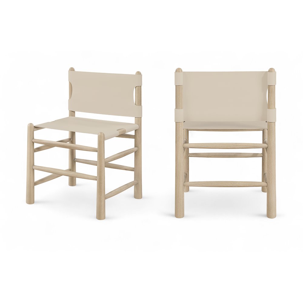Santos Beige Vegan Leather Upholstered Dining Chair, Set of 2. Picture 1