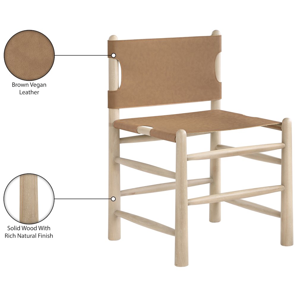 Santos Brown Vegan Leather Upholstered Dining Chair, Set of 2. Picture 12