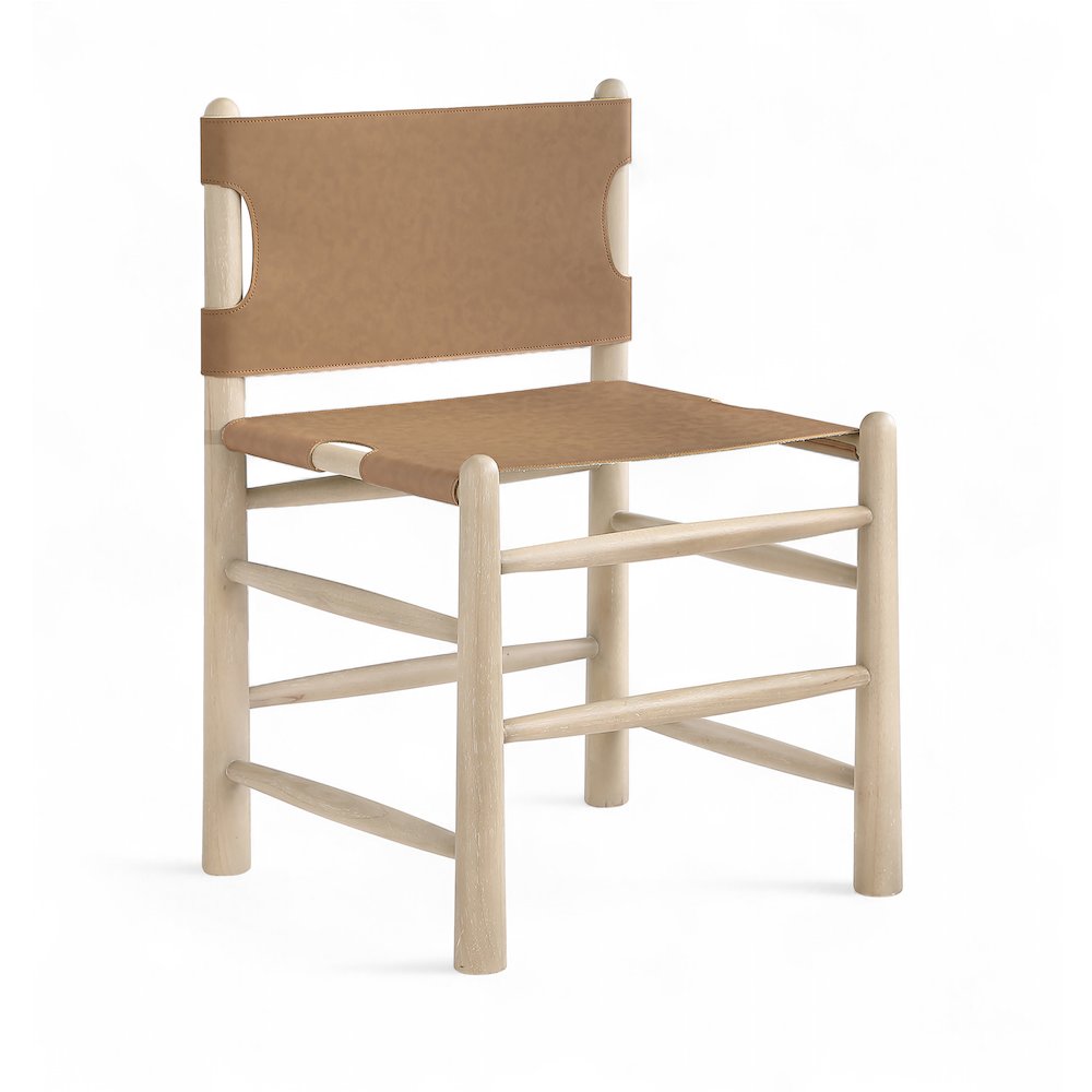 Santos Brown Vegan Leather Upholstered Dining Chair, Set of 2. Picture 3