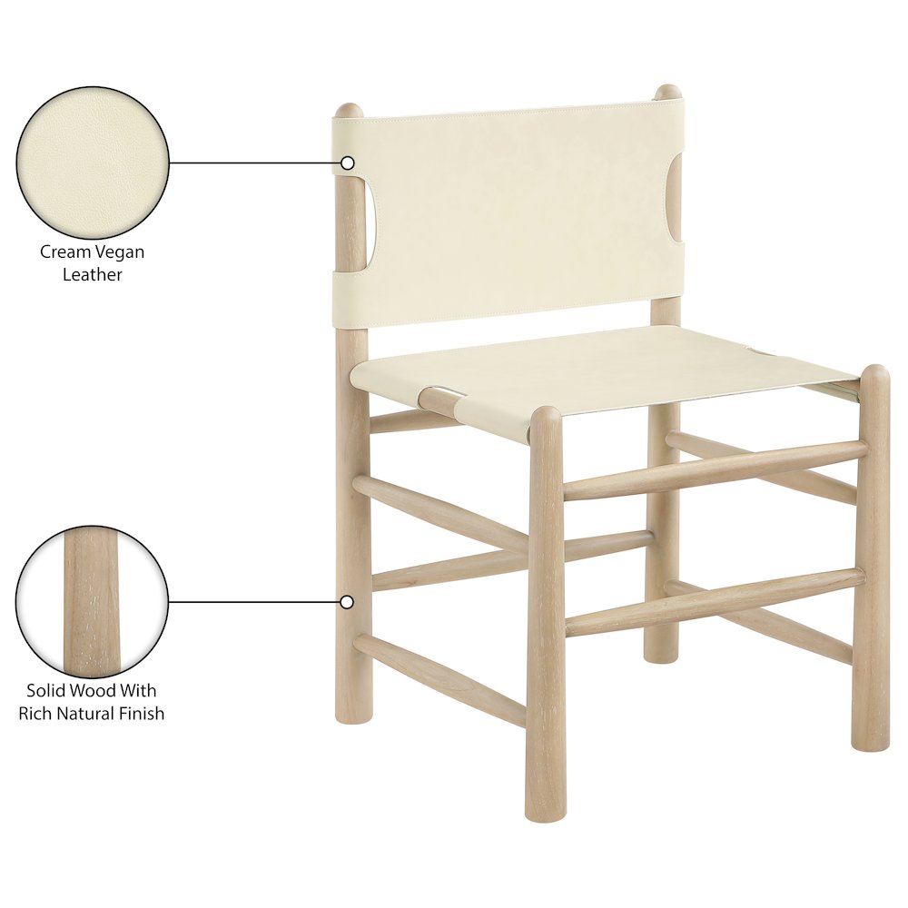 Santos Cream Vegan Leather Upholstered Dining Chair, Set of 2. Picture 12