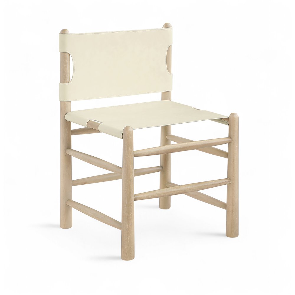 Santos Cream Vegan Leather Upholstered Dining Chair, Set of 2. Picture 3