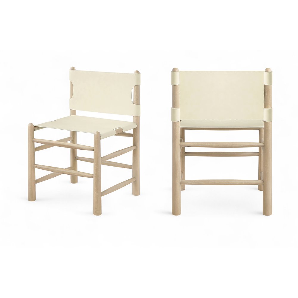 Santos Cream Vegan Leather Upholstered Dining Chair, Set of 2. Picture 1