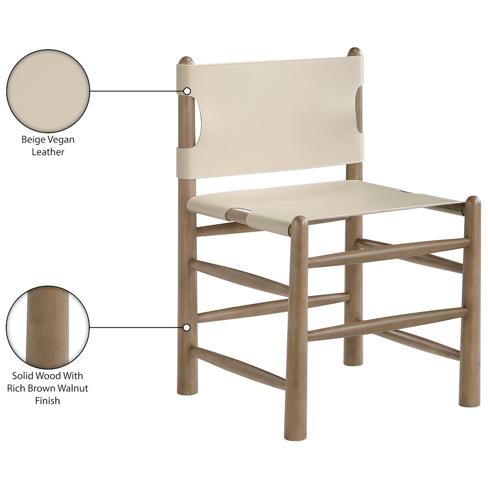 Santos Beige Vegan Leather Upholstered Dining Chair, Set of 2. Picture 12
