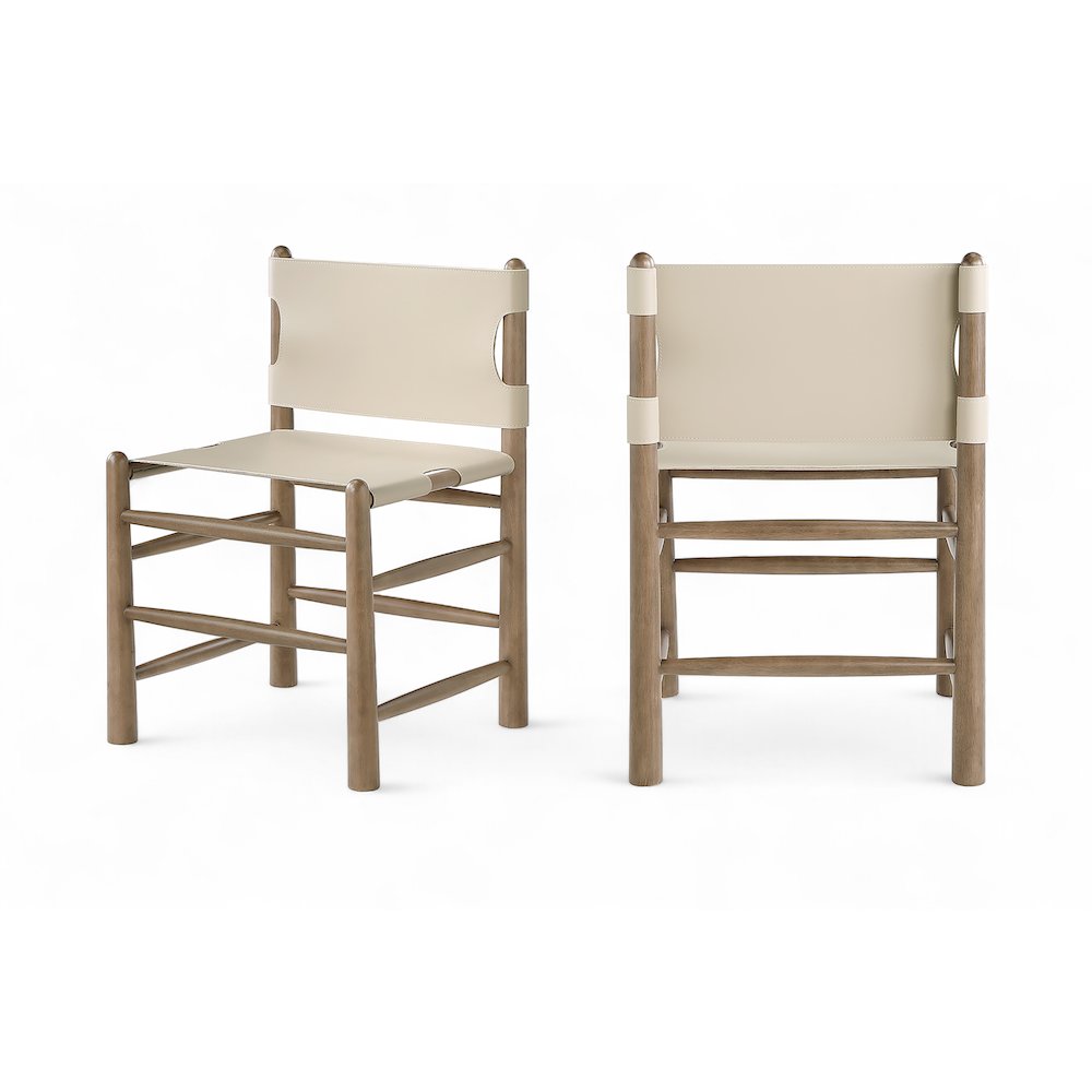 Santos Beige Vegan Leather Upholstered Dining Chair, Set of 2. Picture 1