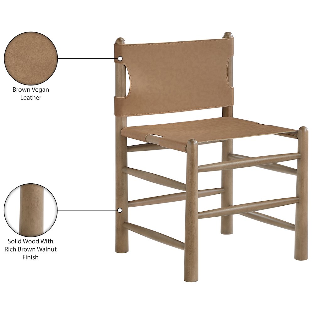 Santos Brown Vegan Leather Upholstered Dining Chair, Set of 2. Picture 12