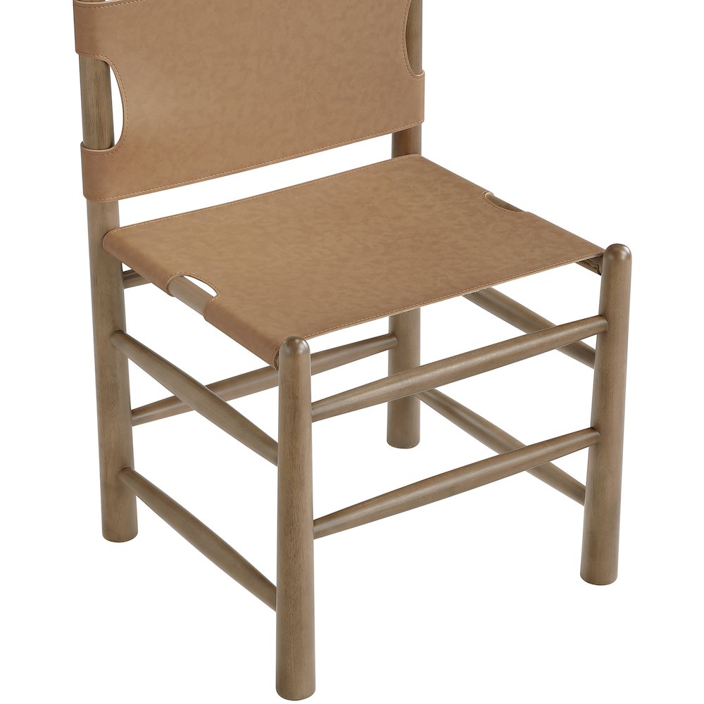 Santos Brown Vegan Leather Upholstered Dining Chair, Set of 2. Picture 8