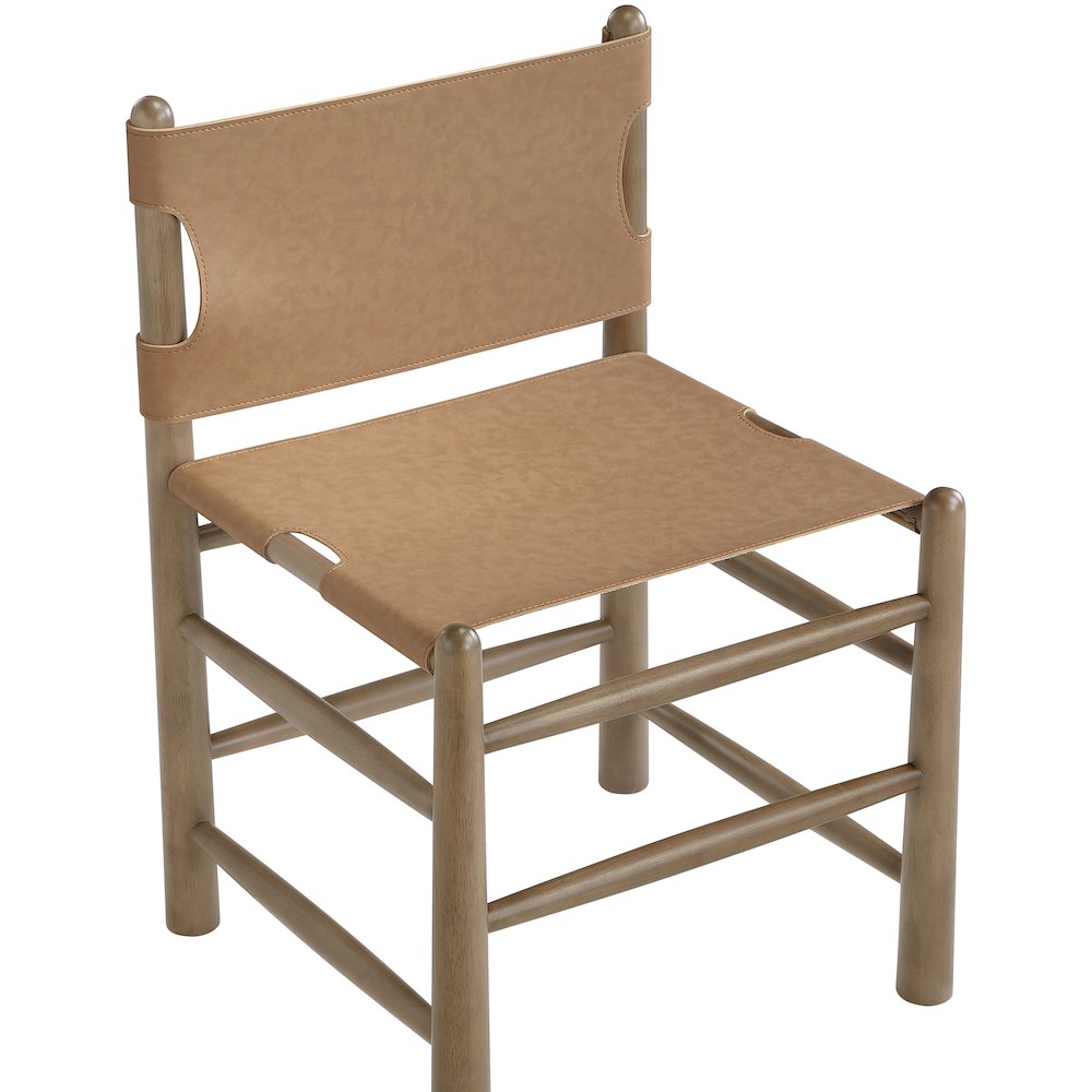 Santos Brown Vegan Leather Upholstered Dining Chair, Set of 2. Picture 9