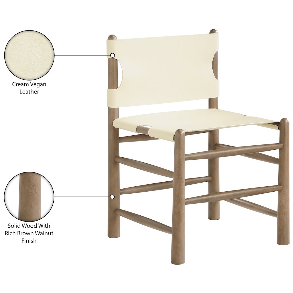 Santos Cream Vegan Leather Upholstered Dining Chair, Set of 2. Picture 12