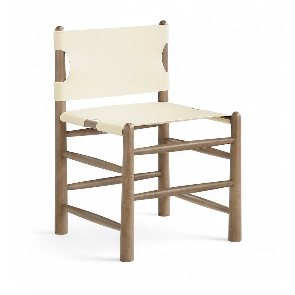 Santos Cream Vegan Leather Upholstered Dining Chair, Set of 2. Picture 3
