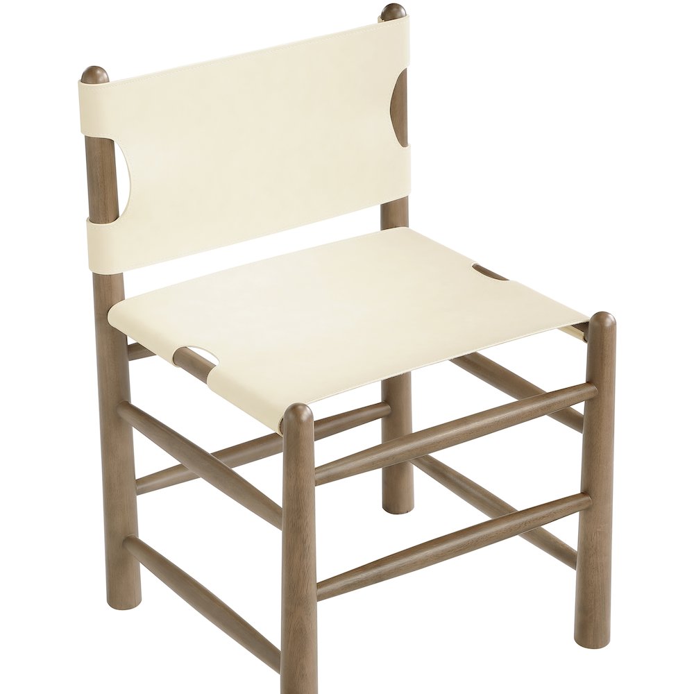 Santos Cream Vegan Leather Upholstered Dining Chair, Set of 2. Picture 9