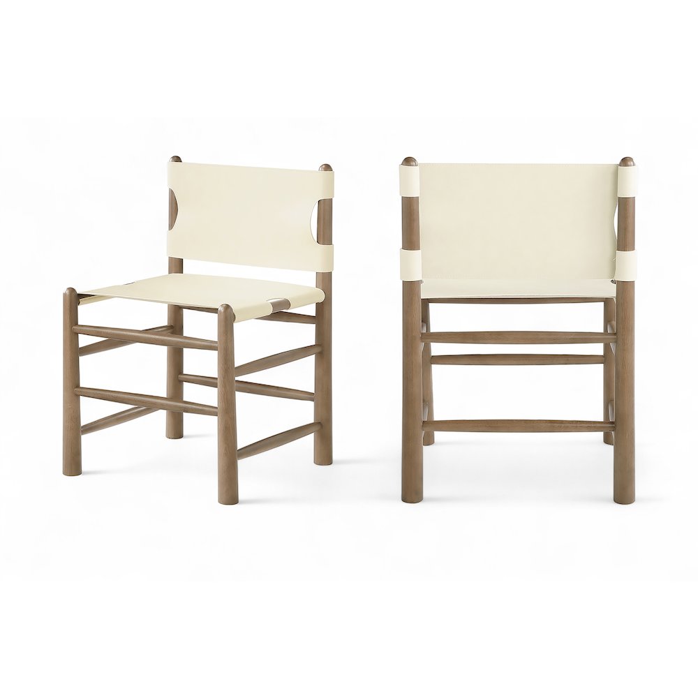 Santos Cream Vegan Leather Upholstered Dining Chair, Set of 2. Picture 1