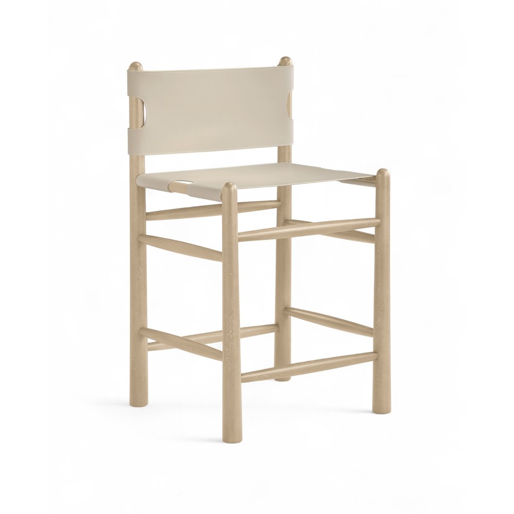 Santos Beige Vegan Leather Upholstered Counter Stool. Picture 1
