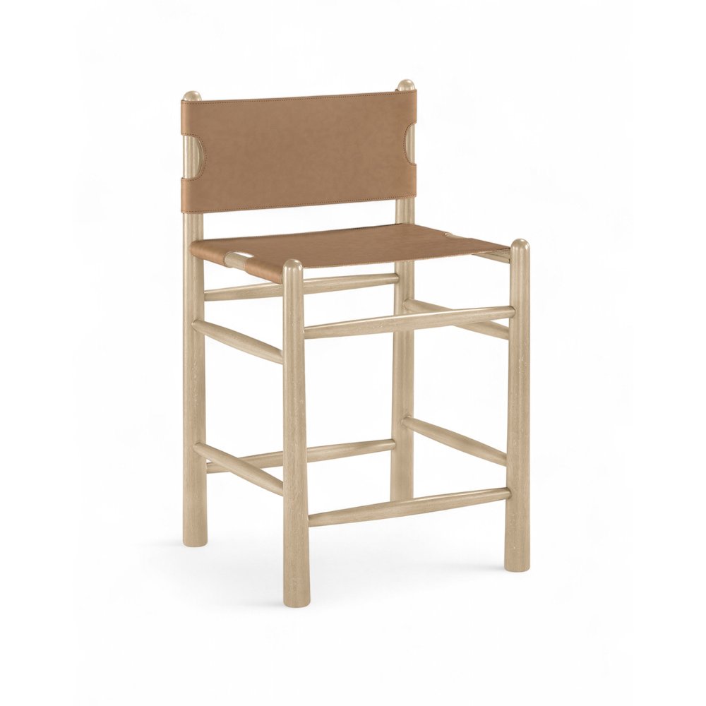 Santos Brown Vegan Leather Upholstered Counter Stool. Picture 1