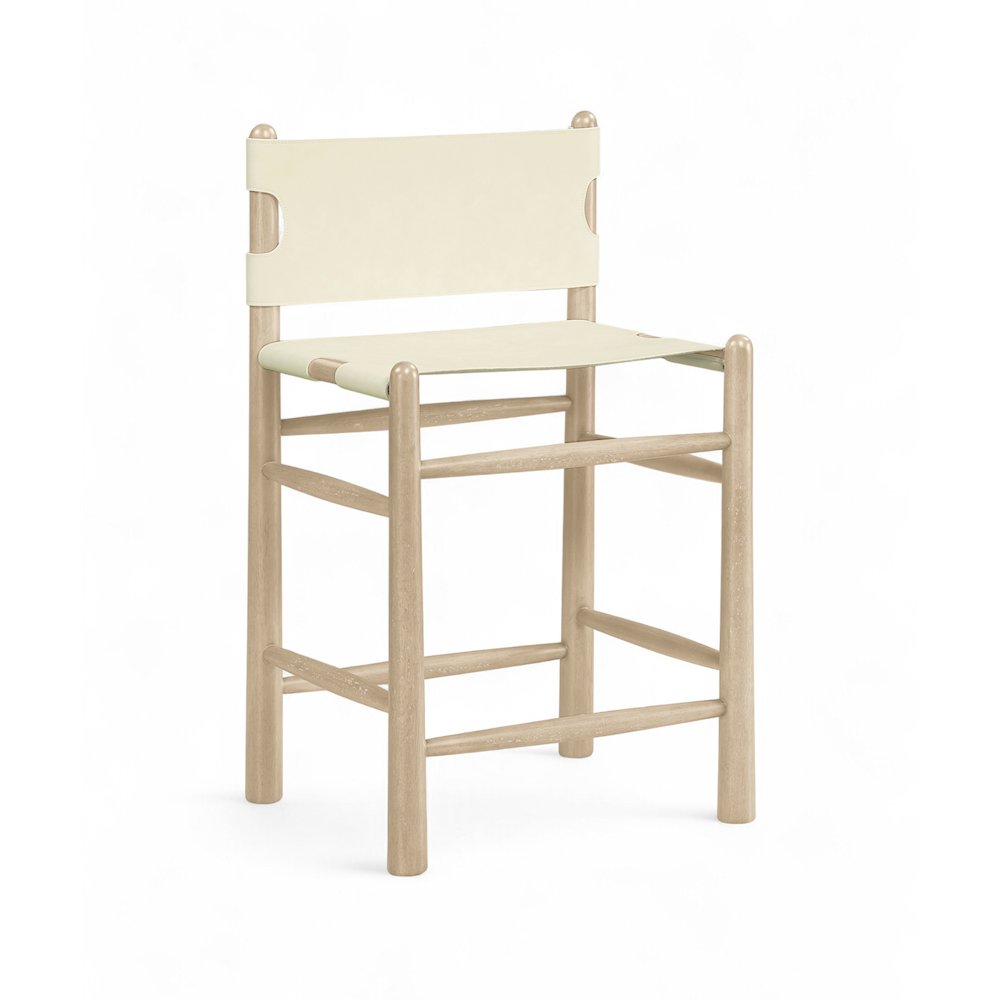 Santos Cream Vegan Leather Upholstered Counter Stool. Picture 1