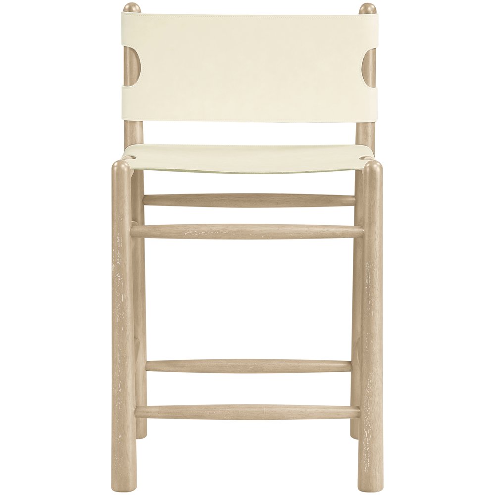 Santos Cream Vegan Leather Upholstered Counter Stool. Picture 3