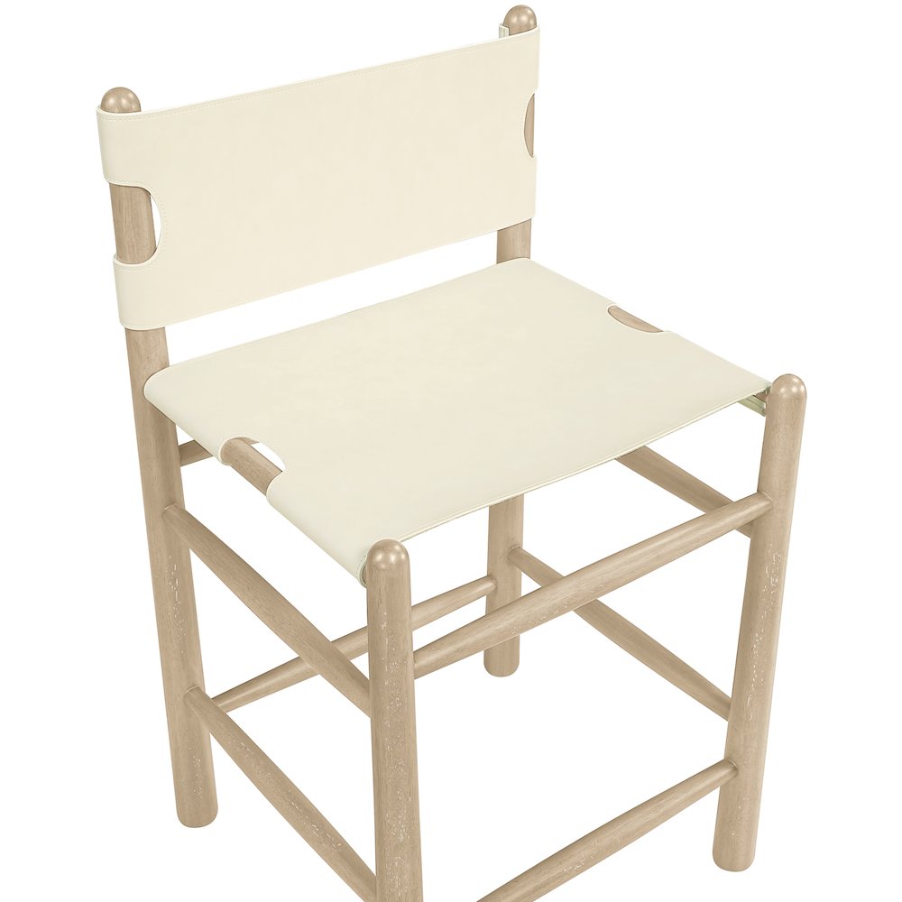Santos Cream Vegan Leather Upholstered Counter Stool. Picture 6