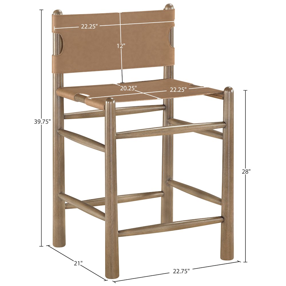 Santos Brown Vegan Leather Upholstered Counter Stool. Picture 9