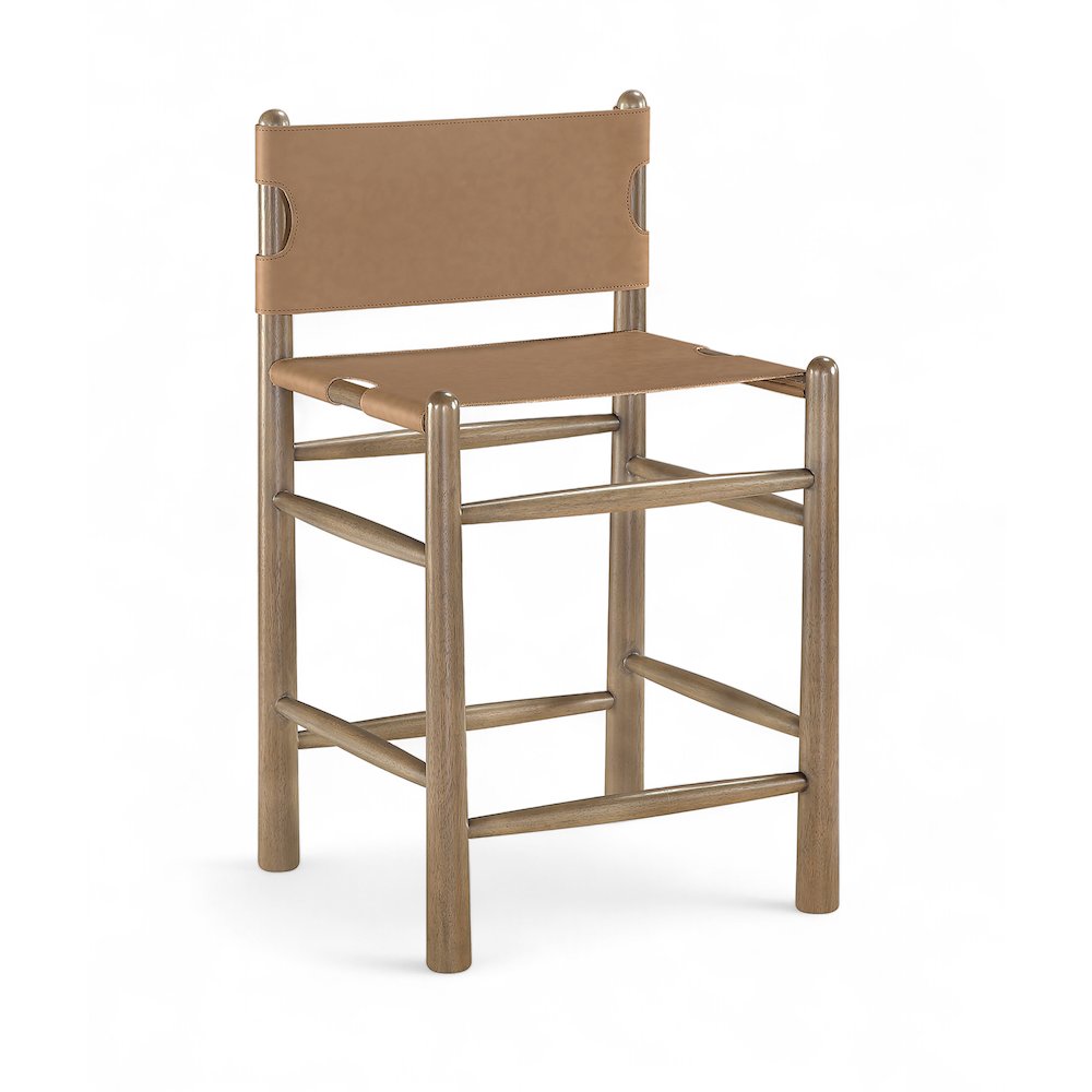 Santos Brown Vegan Leather Upholstered Counter Stool. Picture 1