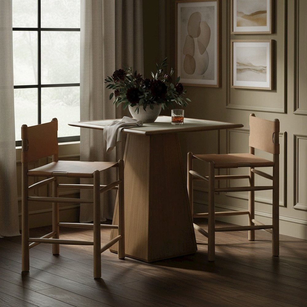 Santos Brown Vegan Leather Upholstered Counter Stool. Picture 2