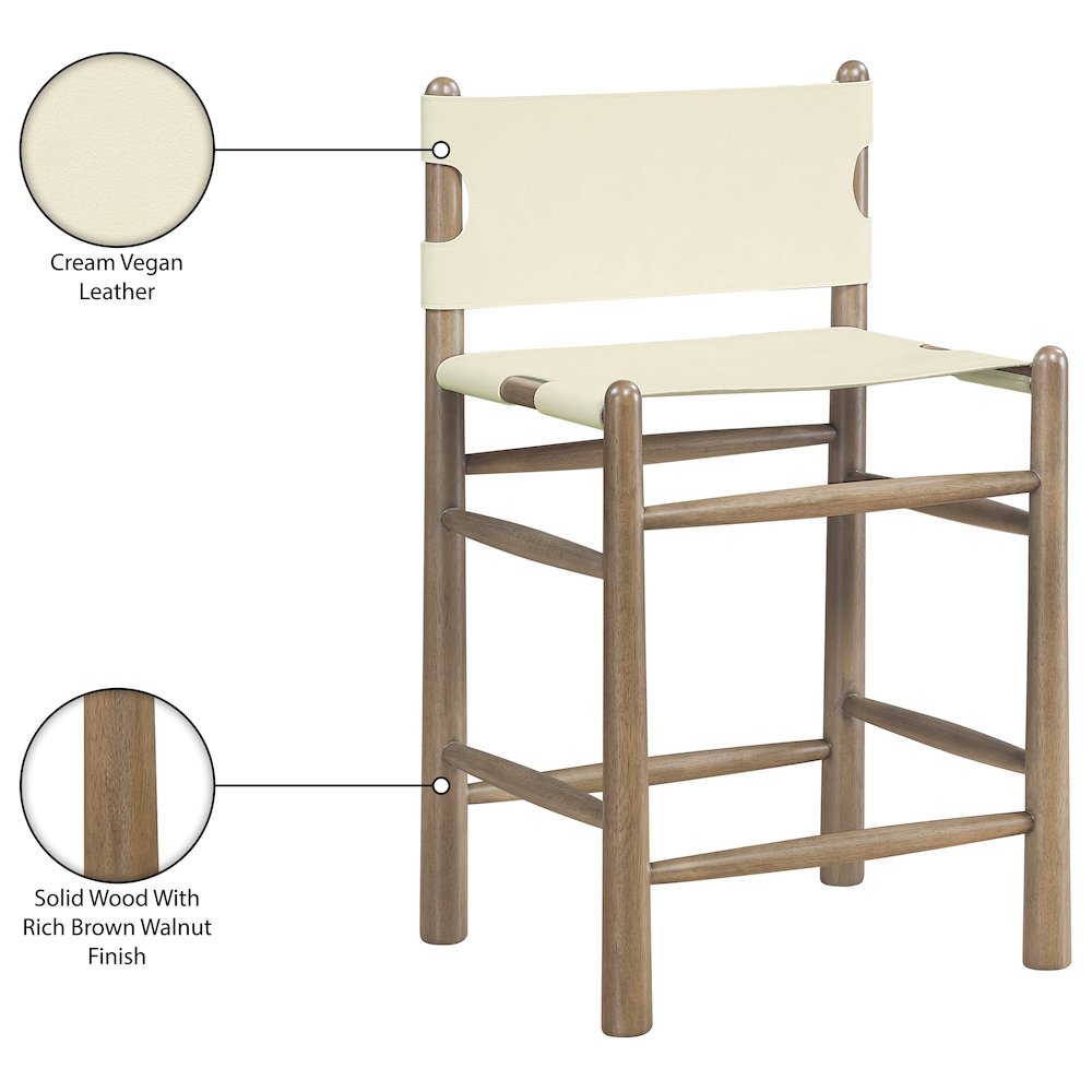 Santos Cream Vegan Leather Upholstered Counter Stool. Picture 10