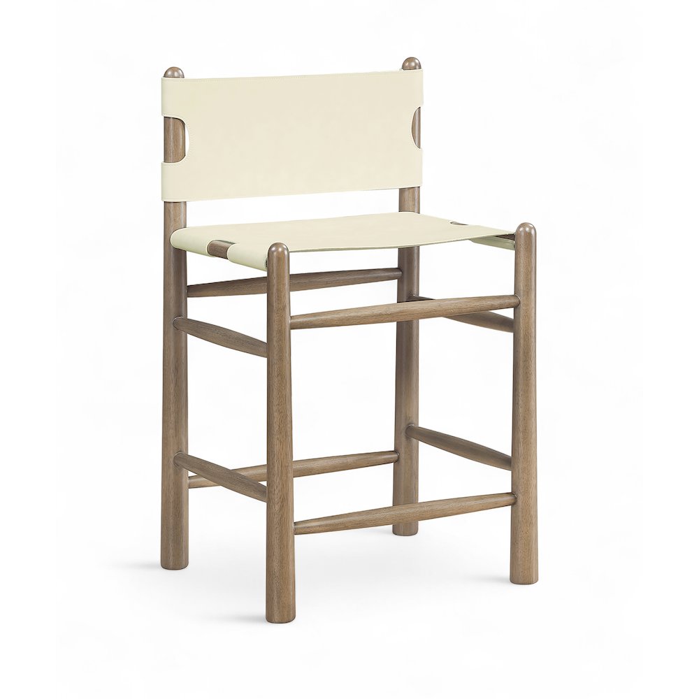 Santos Cream Vegan Leather Upholstered Counter Stool. Picture 1
