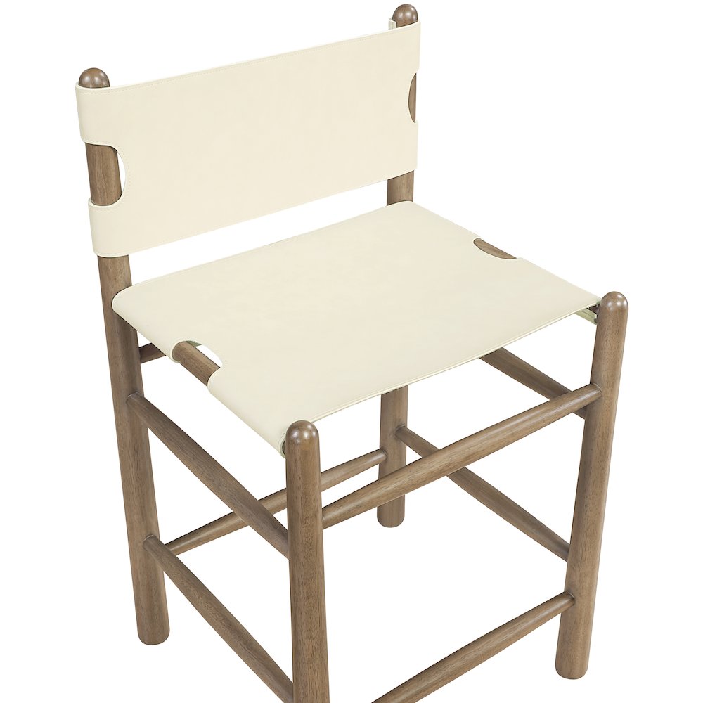 Santos Cream Vegan Leather Upholstered Counter Stool. Picture 6