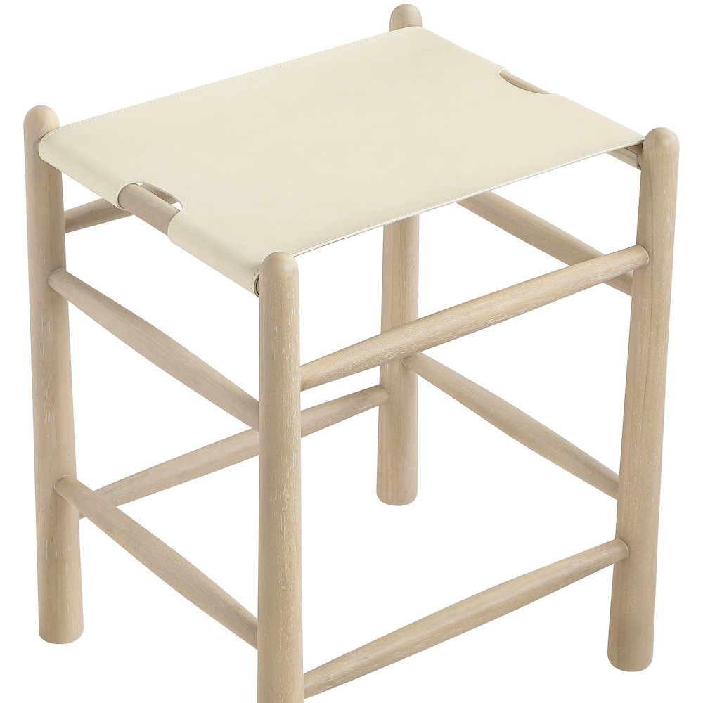 Santos Cream Vegan Leather Upholstered Counter Stool. Picture 6