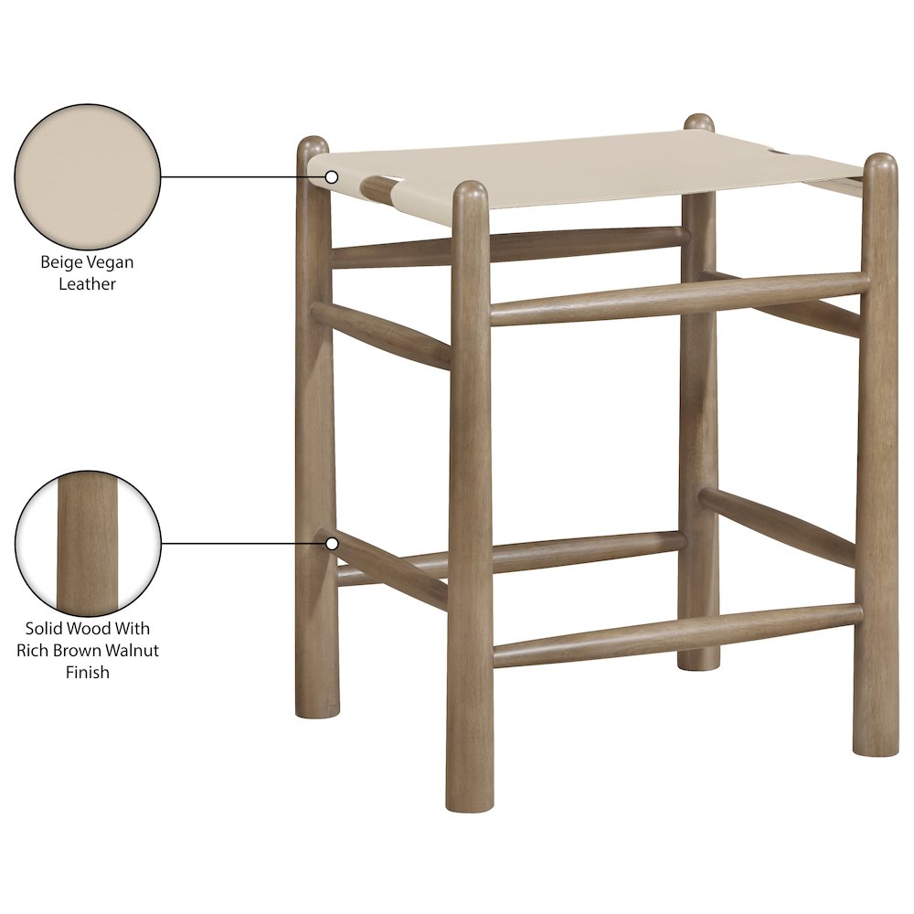 Santos Beige Vegan Leather Upholstered Counter Stool. Picture 9