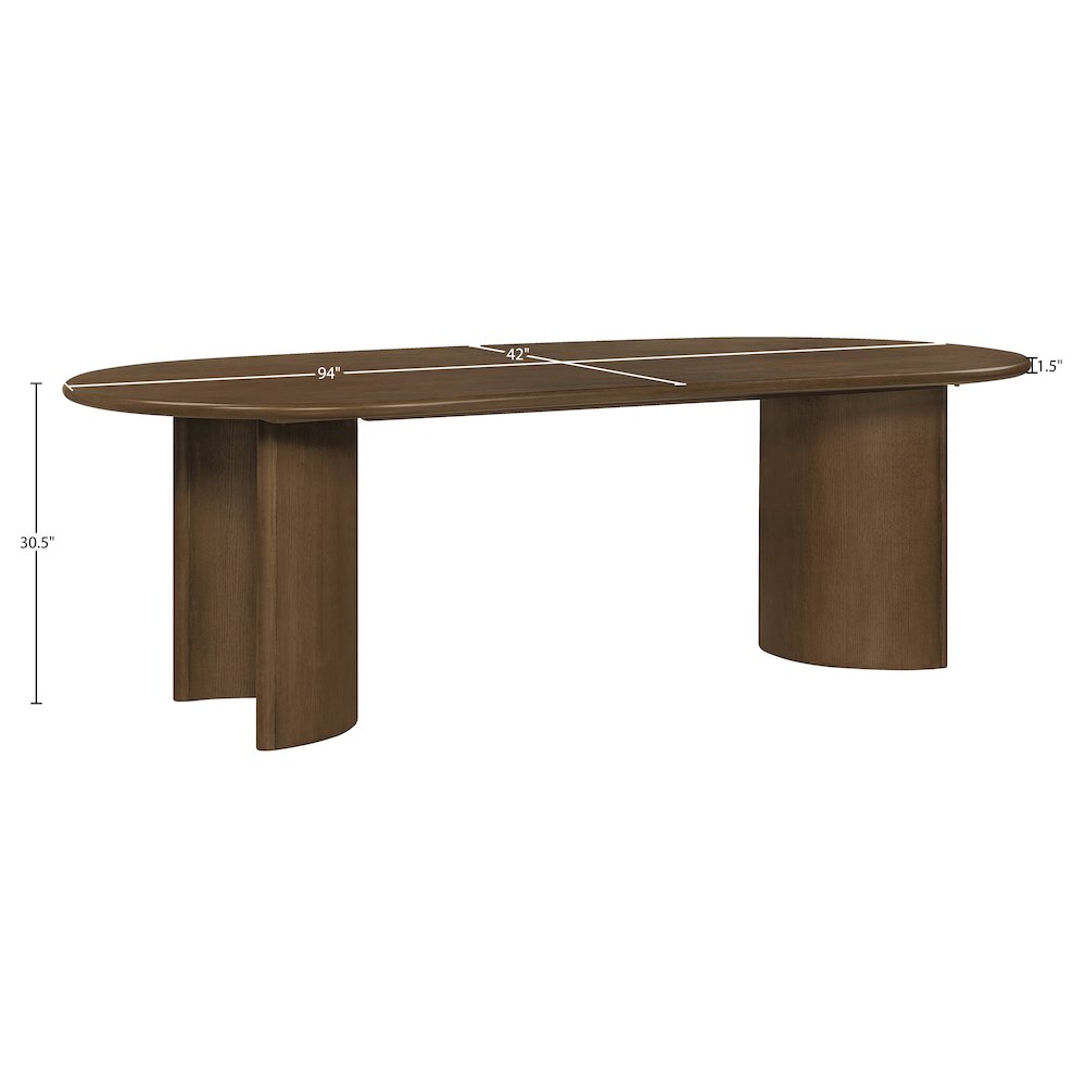 Caldra 94" Brown Oak Veneer And Solid Wood Dining Table. Picture 7