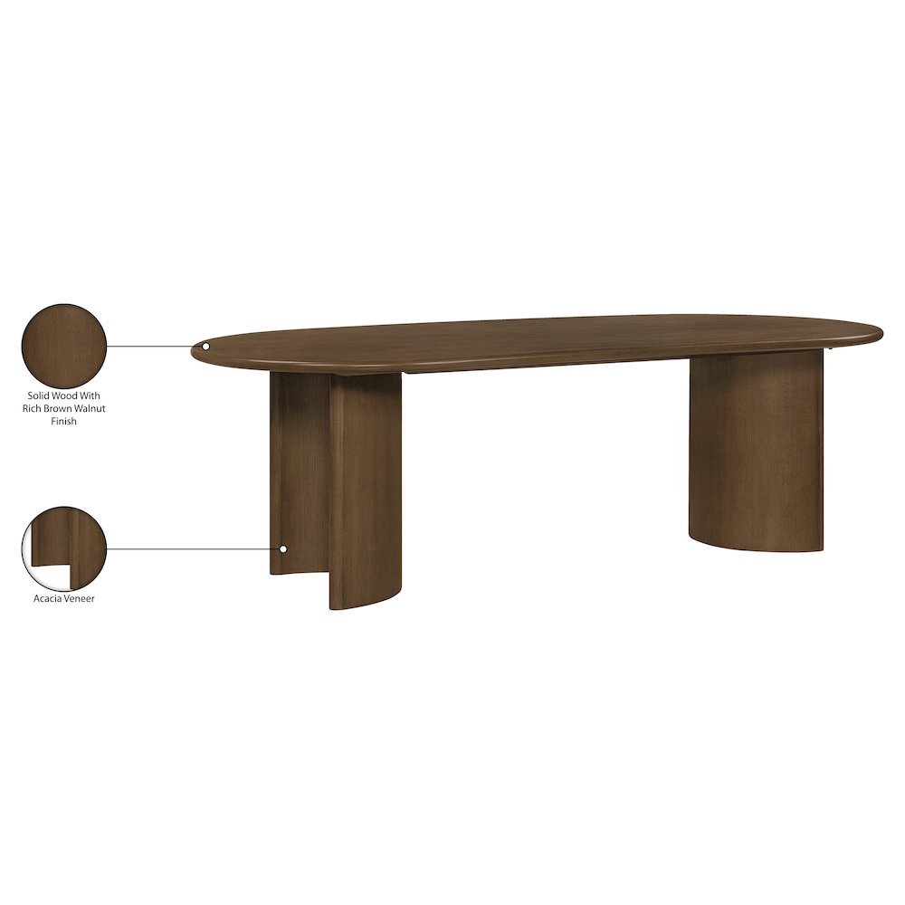 Caldra 94" Brown Oak Veneer And Solid Wood Dining Table. Picture 8