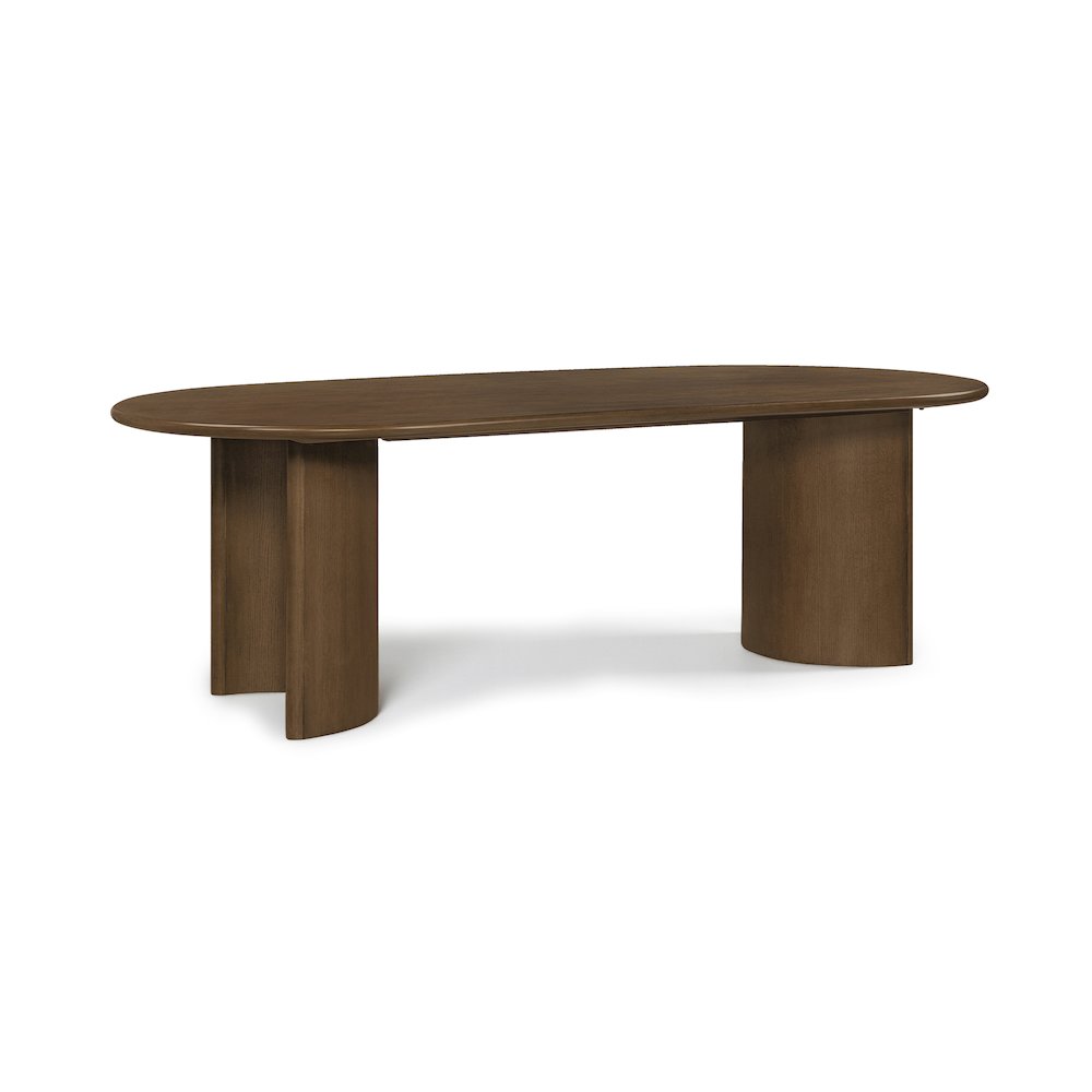 Caldra 94" Brown Oak Veneer And Solid Wood Dining Table. Picture 1