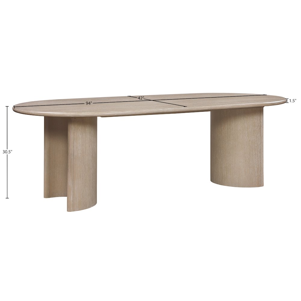 Caldra 94" Natural Oak Veneer And Solid Wood Dining Table. Picture 7
