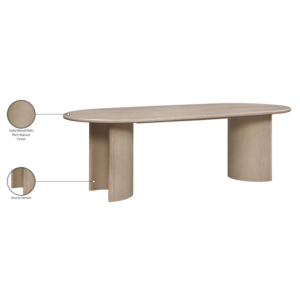 Caldra 94" Natural Oak Veneer And Solid Wood Dining Table. Picture 8