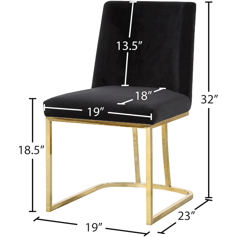 Heidi Black Velvet Dining Chair, Set of 2. Picture 4