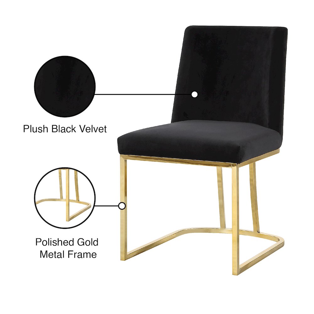 Heidi Black Velvet Dining Chair, Set of 2. Picture 5