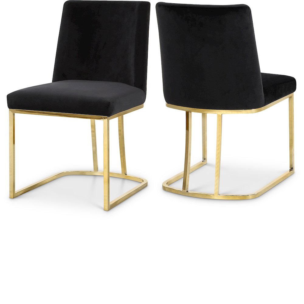 Heidi Black Velvet Dining Chair, Set of 2. Picture 1