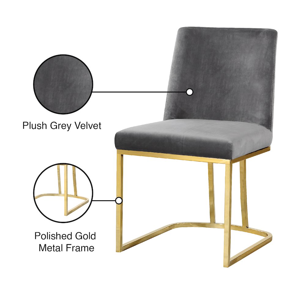 Heidi Grey Velvet Dining Chair, Set of 2. Picture 5