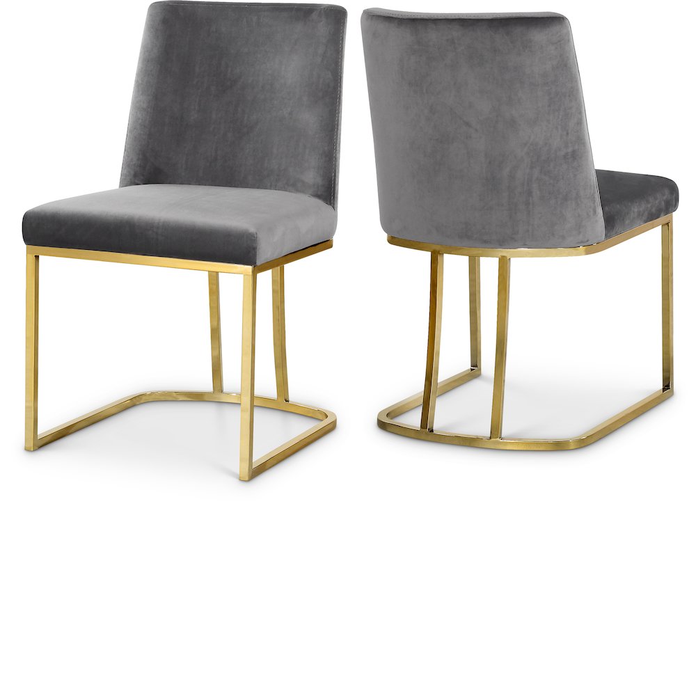 Heidi Grey Velvet Dining Chair, Set of 2. Picture 1