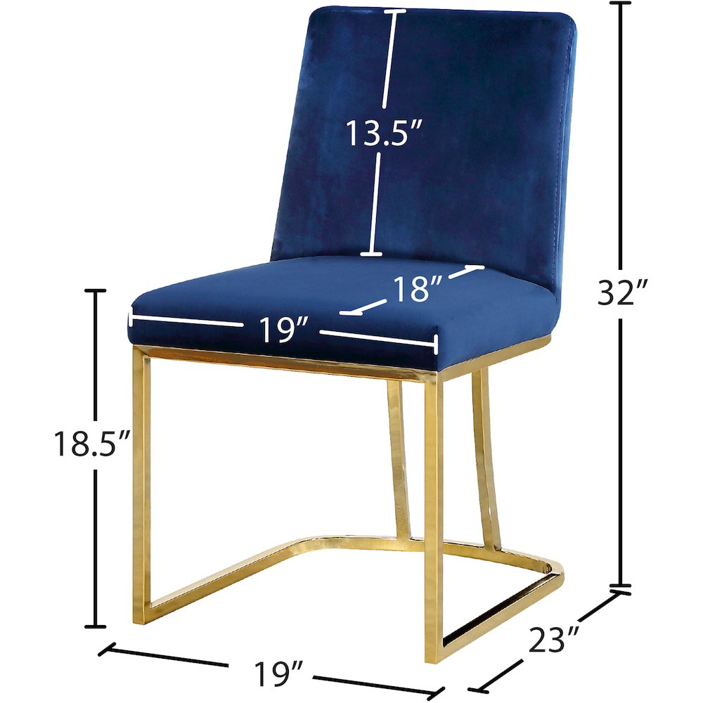 Heidi Navy Velvet Dining Chair, Set of 2. Picture 4