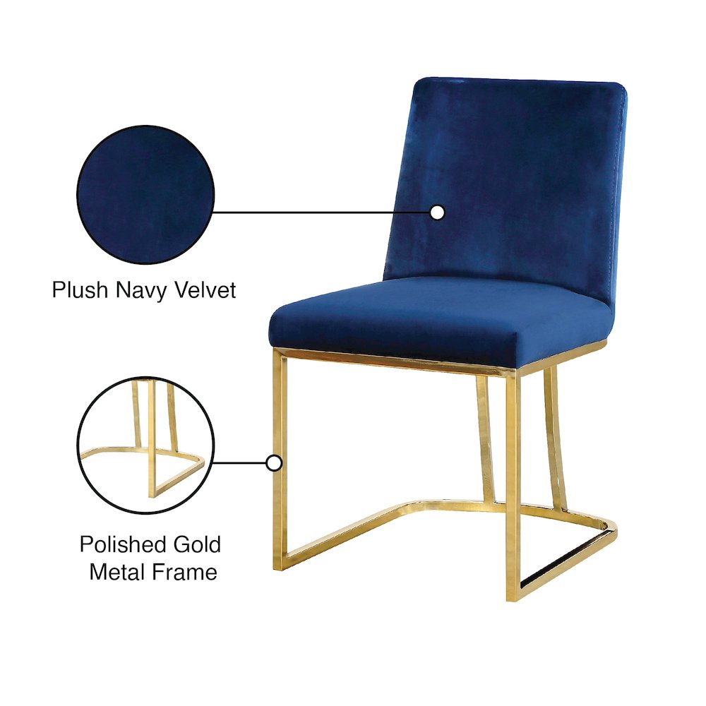Heidi Navy Velvet Dining Chair, Set of 2. Picture 5