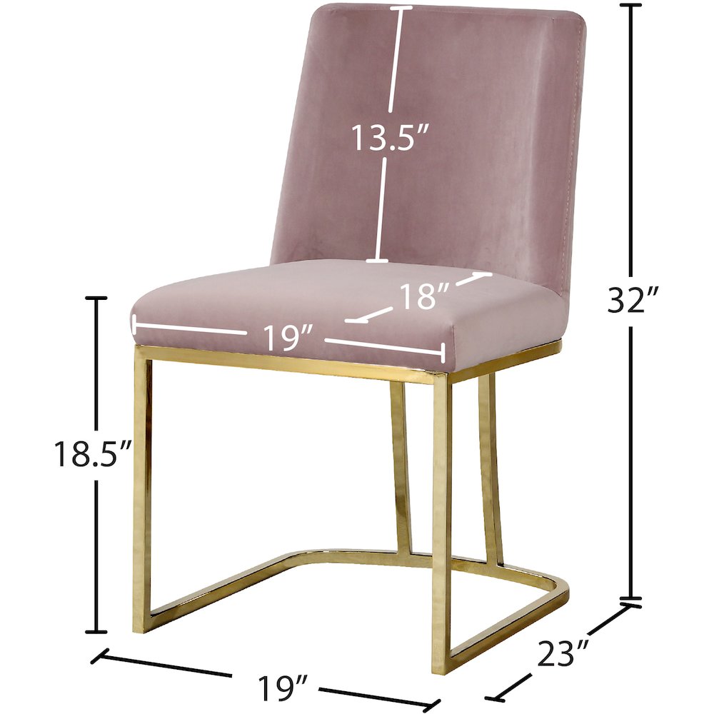 Heidi Pink Velvet Dining Chair, Set of 2. Picture 4