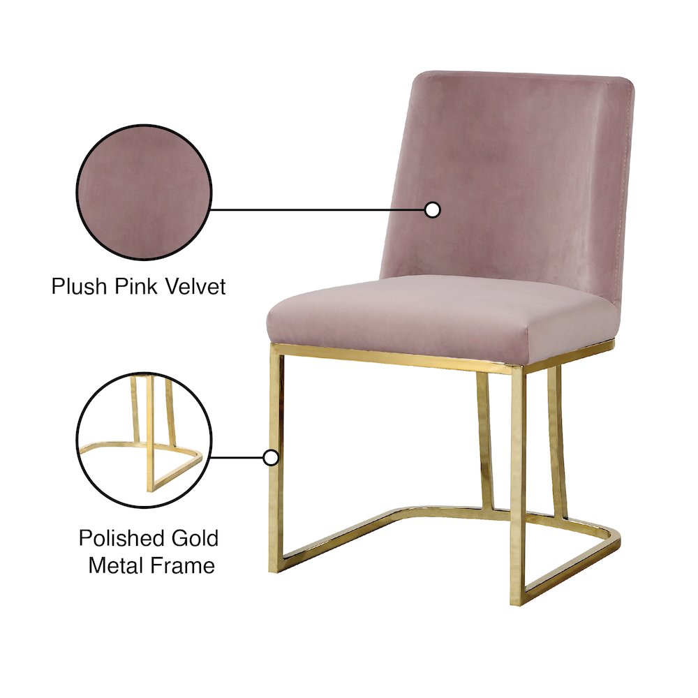 Heidi Pink Velvet Dining Chair, Set of 2. Picture 5