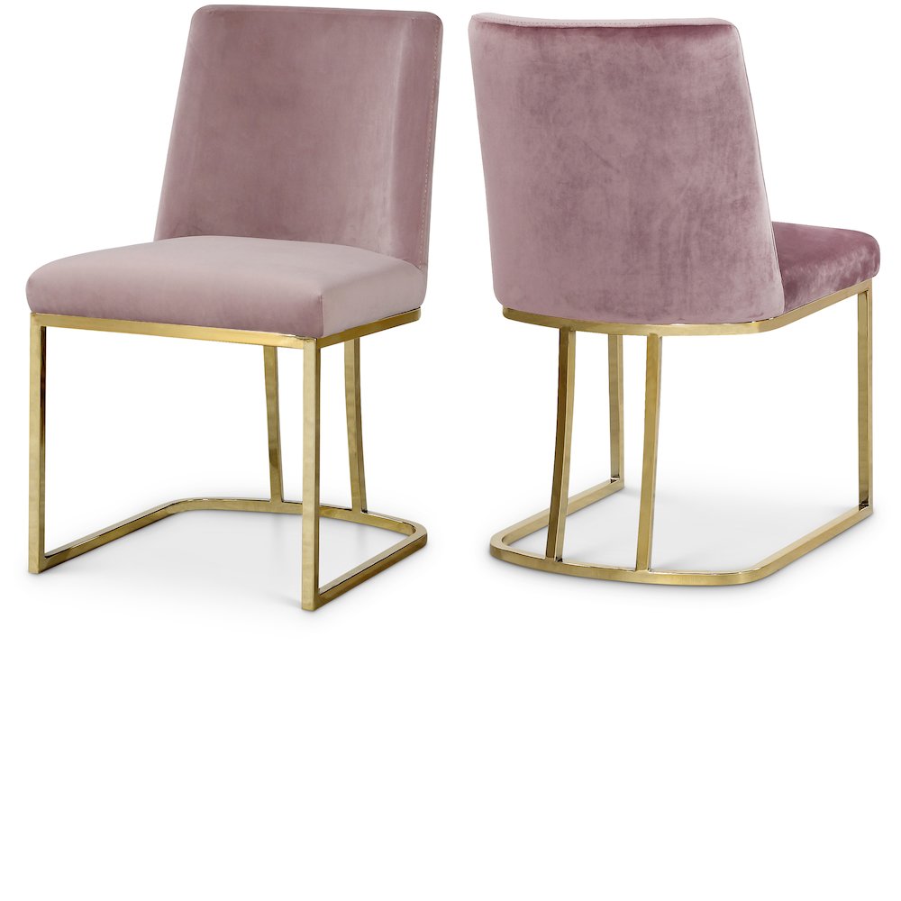 Heidi Pink Velvet Dining Chair, Set of 2. Picture 1