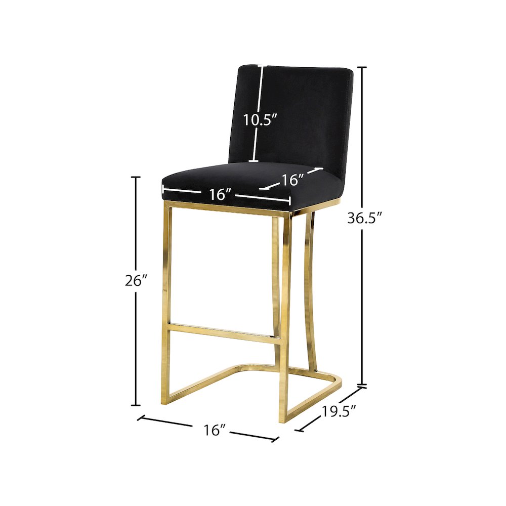 Heidi Black Velvet Stool. Picture 4