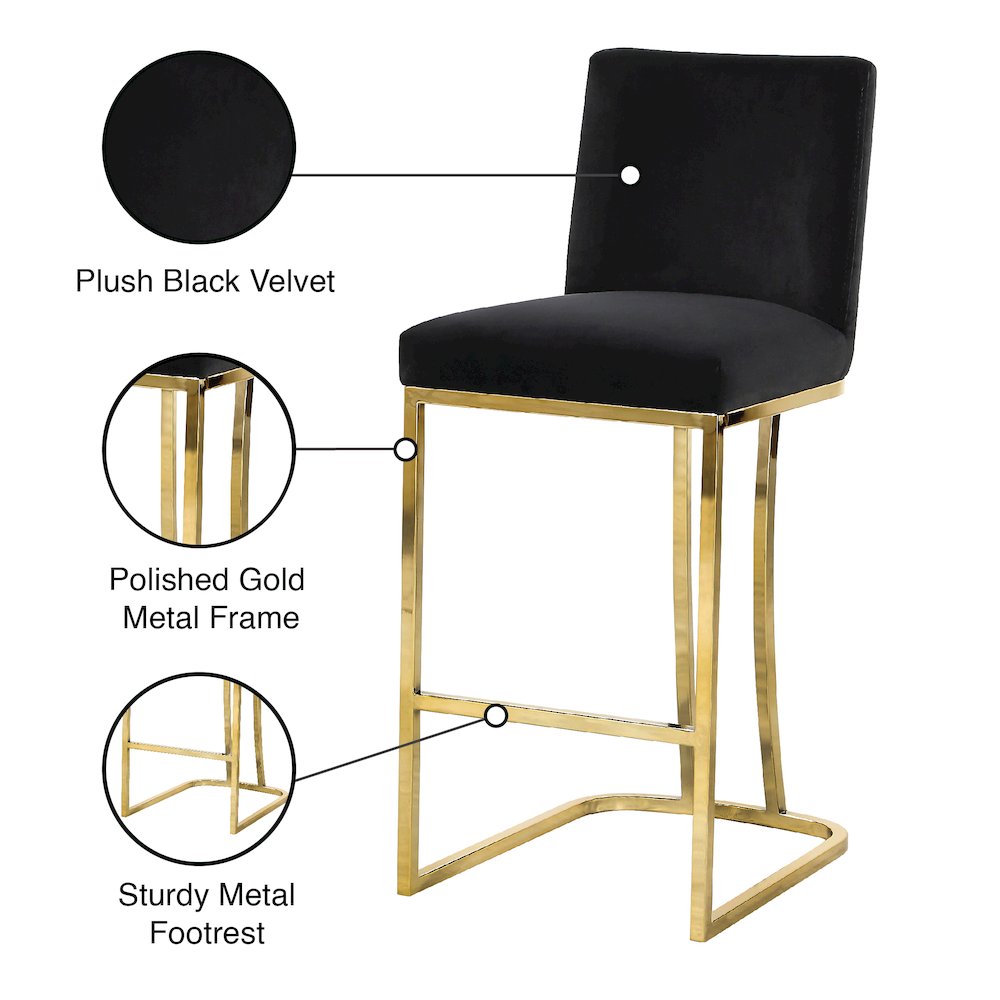 Heidi Black Velvet Stool. Picture 5