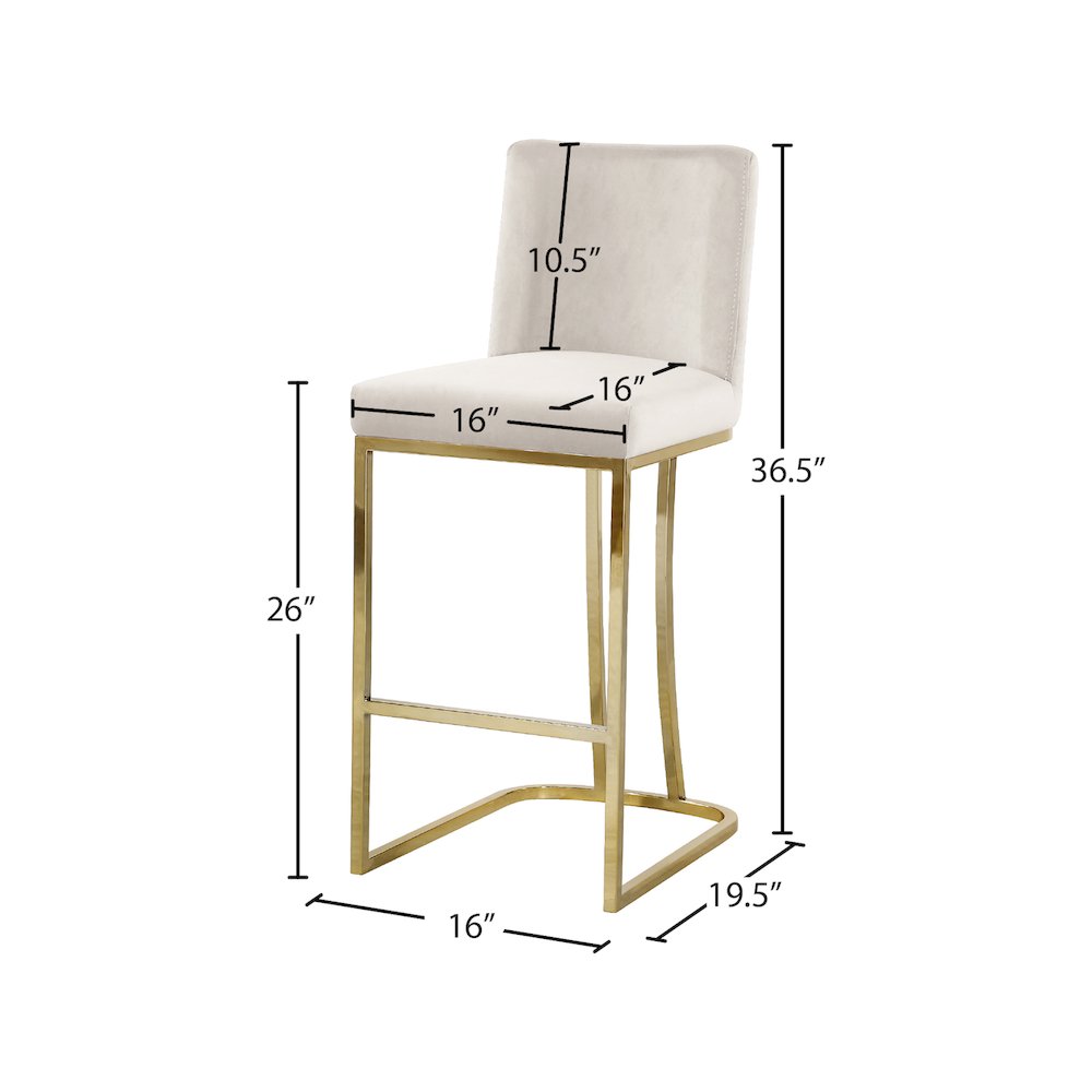 Heidi Cream Velvet Stool. Picture 4