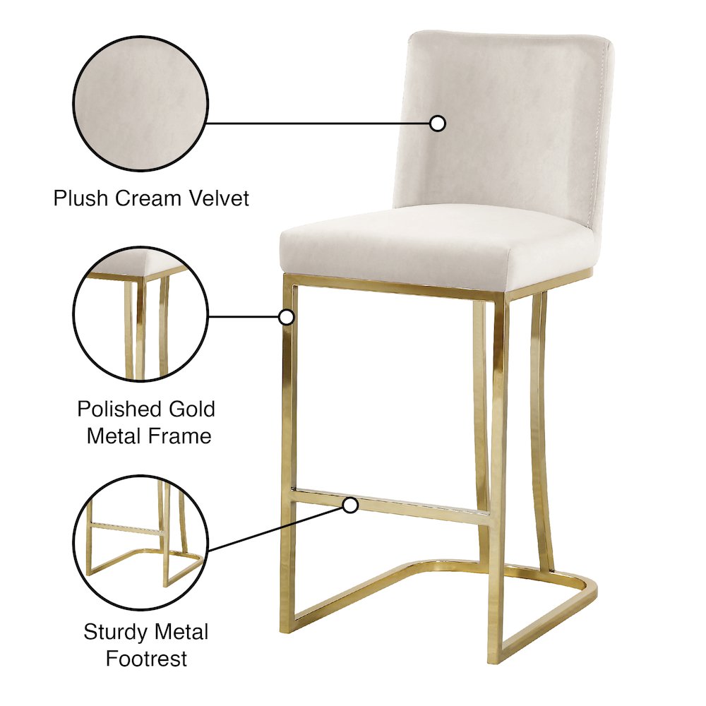 Heidi Cream Velvet Stool. Picture 5