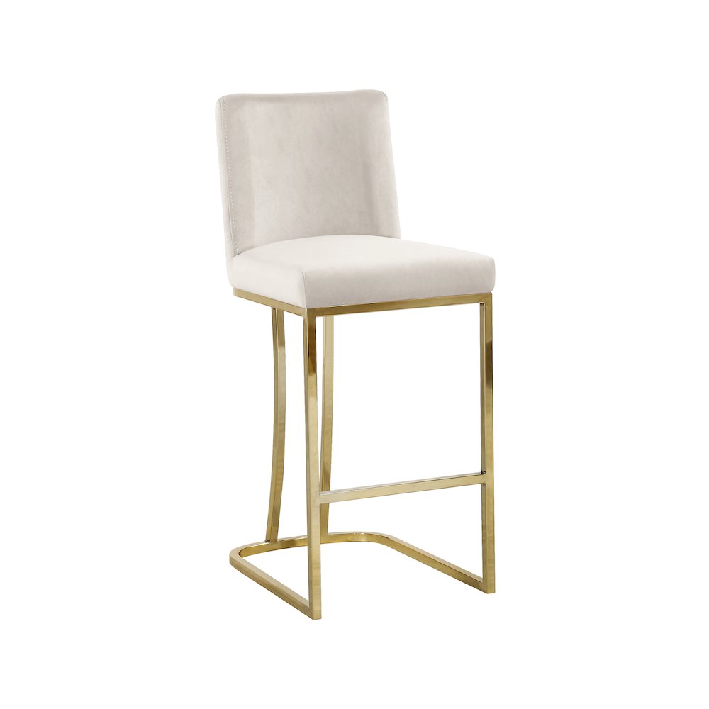 Heidi Cream Velvet Stool. Picture 1